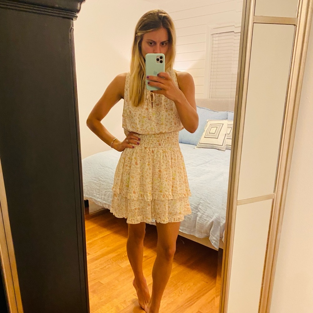 Pookie & Sebastian Smocked Waist Ruffled Dress